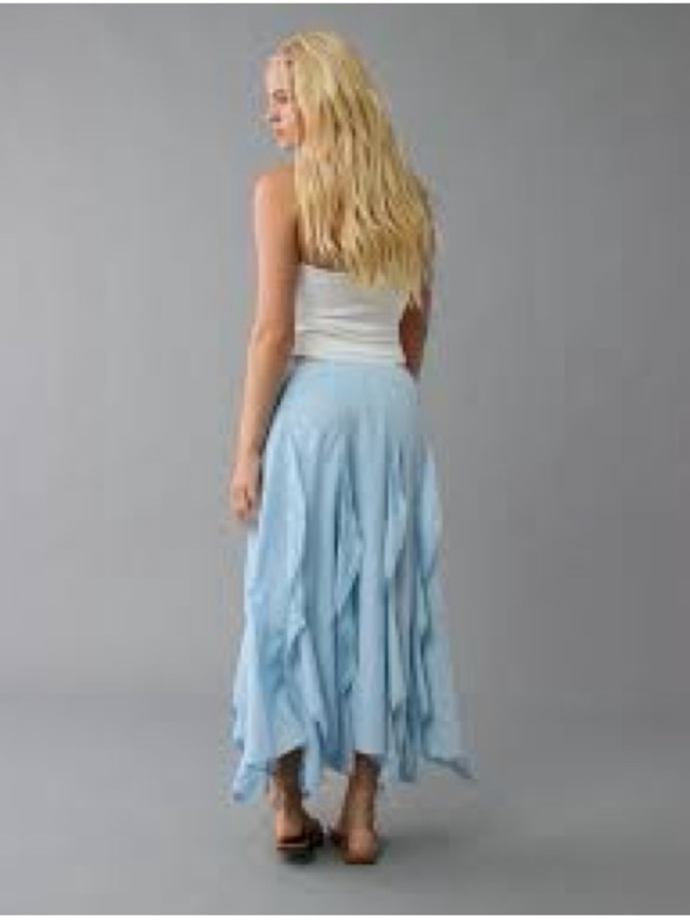 Light Blue Ruffle Maxi Skirt - American Eagle - Picture 4 of 5